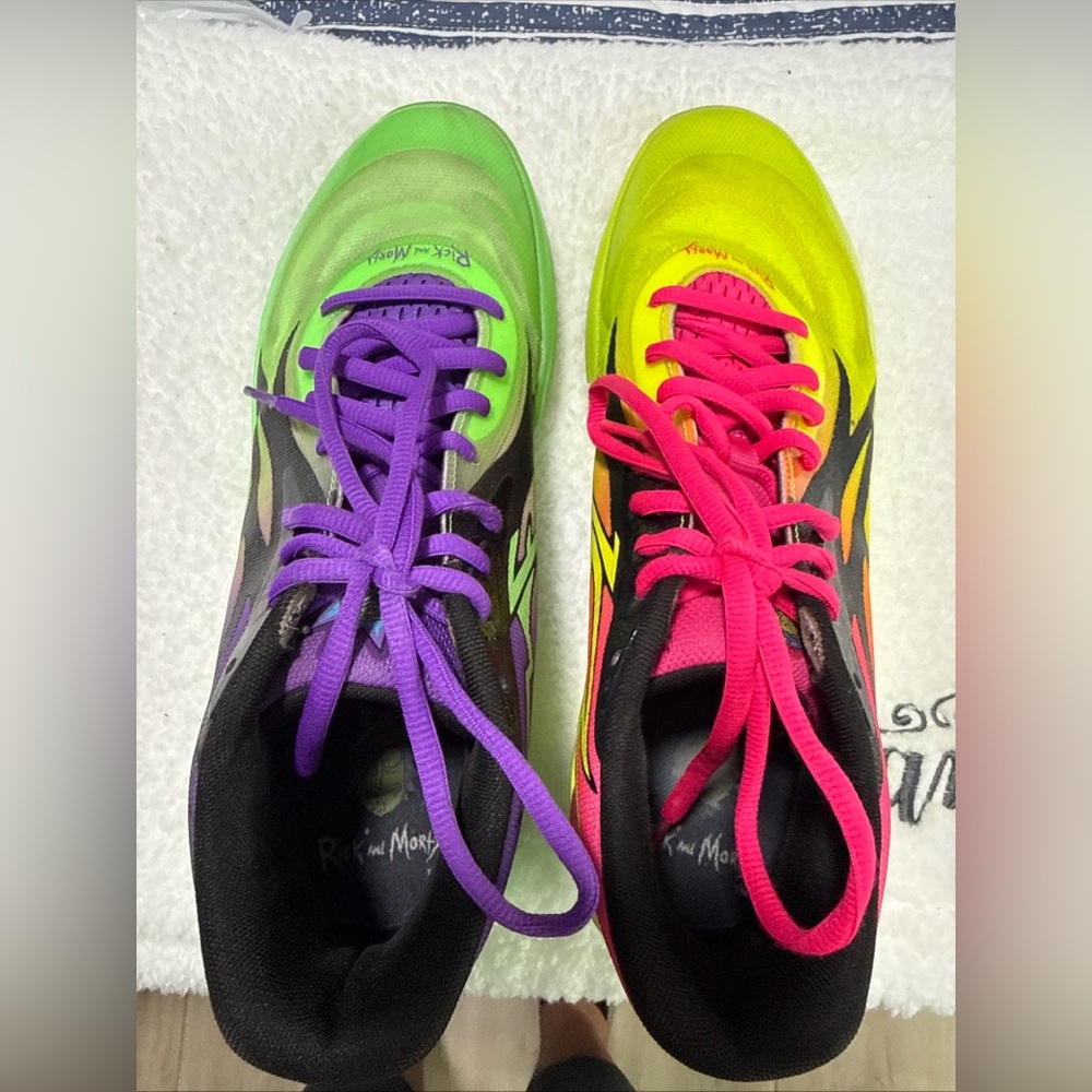 Puma Rick and Morty Colorful Athletic Shoes with Purple and Pink Laces